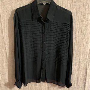 Sheer pleated black blouse